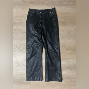 St. John Black Leather Women's Jeans - Classic Straight Leg